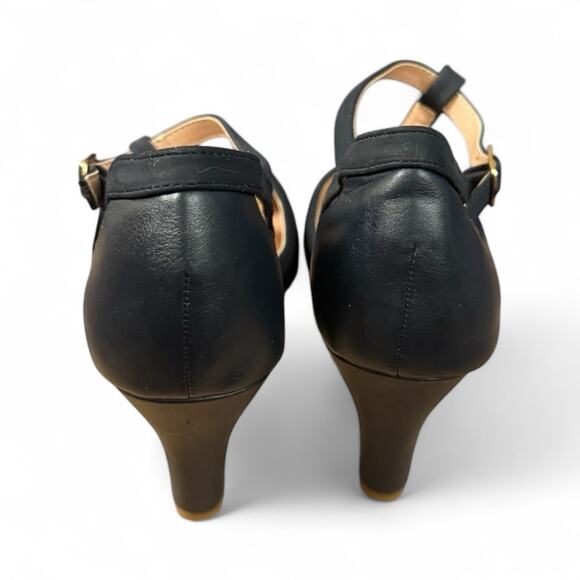 Elegant Navy T-Strap Women's Heels - Picture 4 of 6